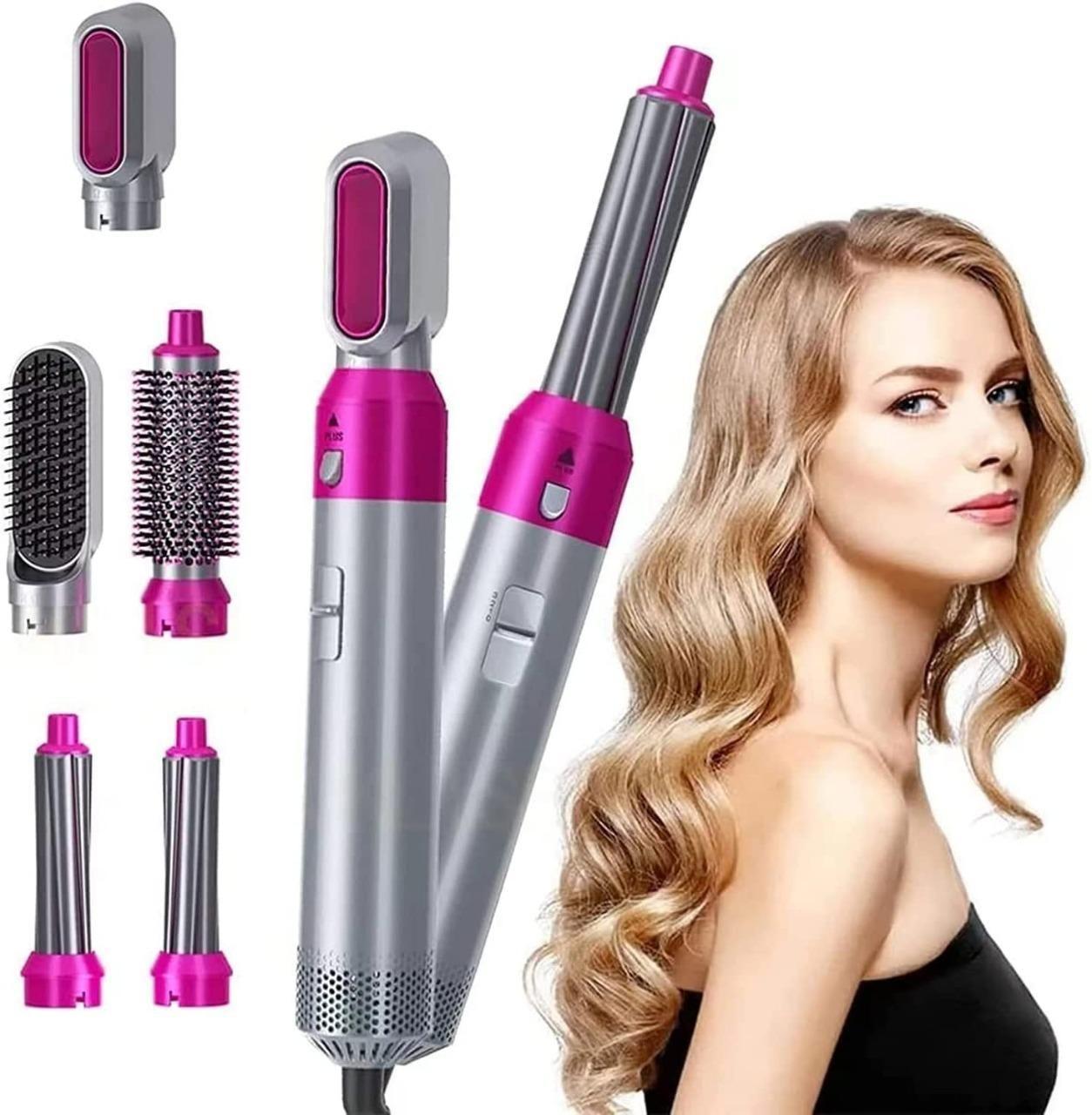 5-in-1 Hair Dryer & Styling Tool | Negative Ion Hot Air Comb | Automatic Suction Curler