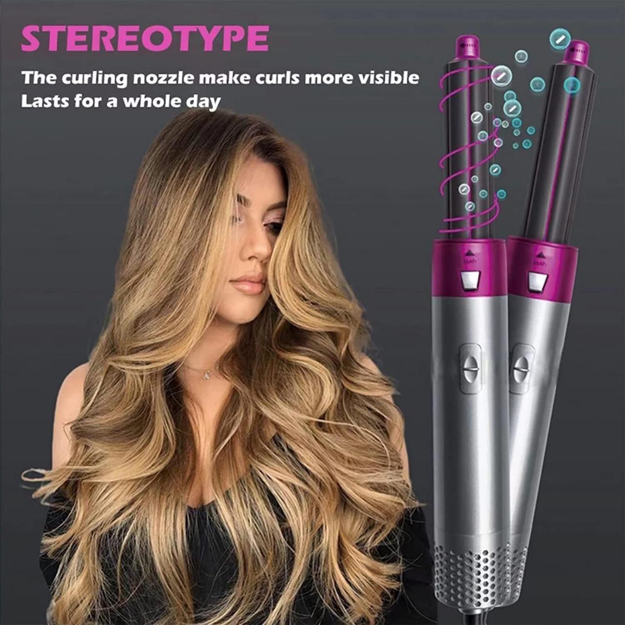 5-in-1 Hair Dryer & Styling Tool | Negative Ion Hot Air Comb | Automatic Suction Curler